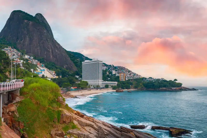 Landscape of Leblon beach in Rio de Janeiro, Brazil