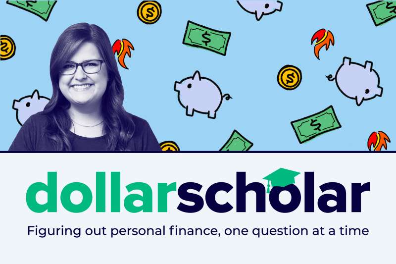 Dollar Scholar banner featuring money bills and hot flames
