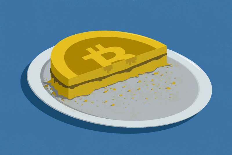 Illustration of a half eaten Bitcoin cake