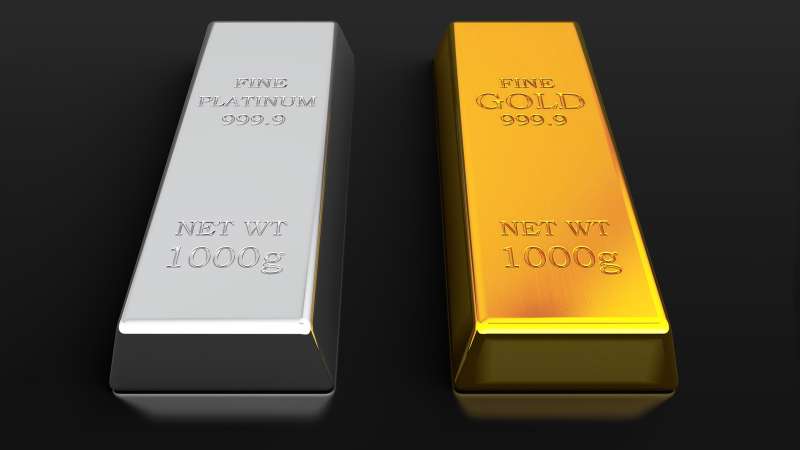 Platinum and gold ingots