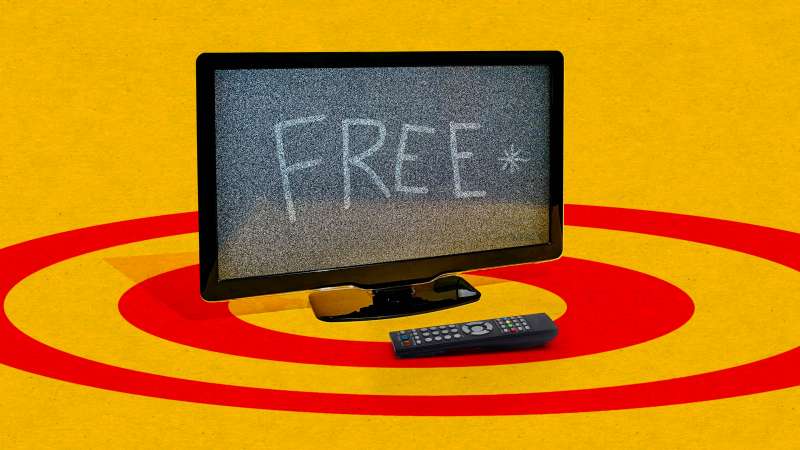 photo illustration of a free tv set inside a bullseye target