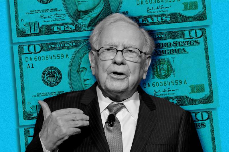 Warren Buffett with dollar in the BG
