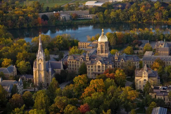 Aerial view of The University of Notre Dame campus