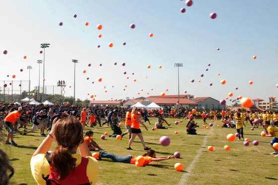 students on campus during a sport activity at The University of California, Irvine