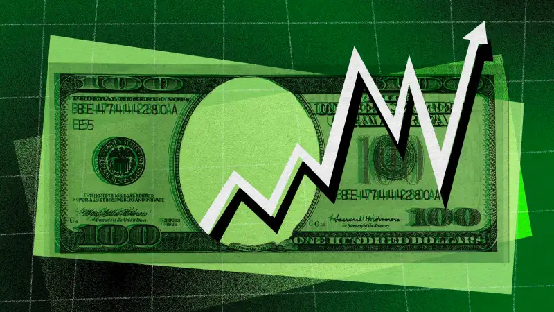 Illustration of cash increasing in the stock market