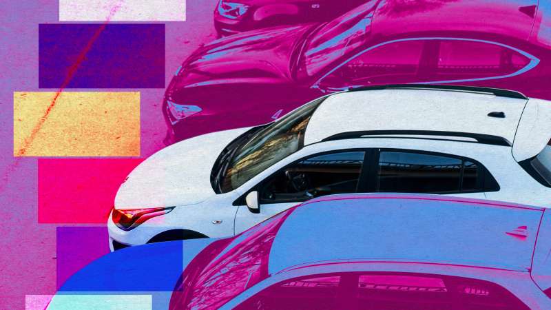 Photo illustration of many cars and many color swatches