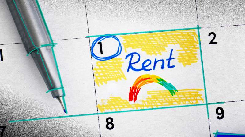 Pho of a calendar close up with the rent due date circled