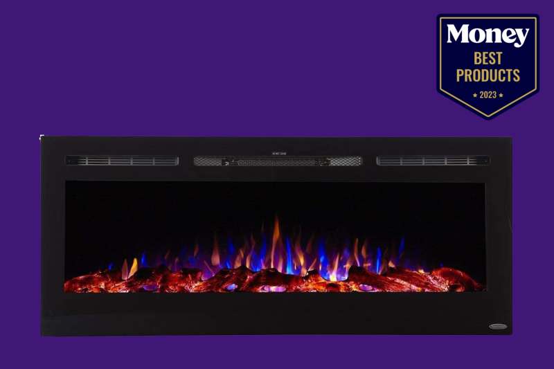 One of the best Electric Fireplaces of 2023 on a deep purple backdrop