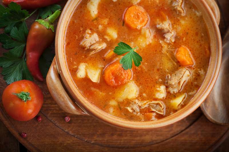 A delicious pot of homemade veal stew
