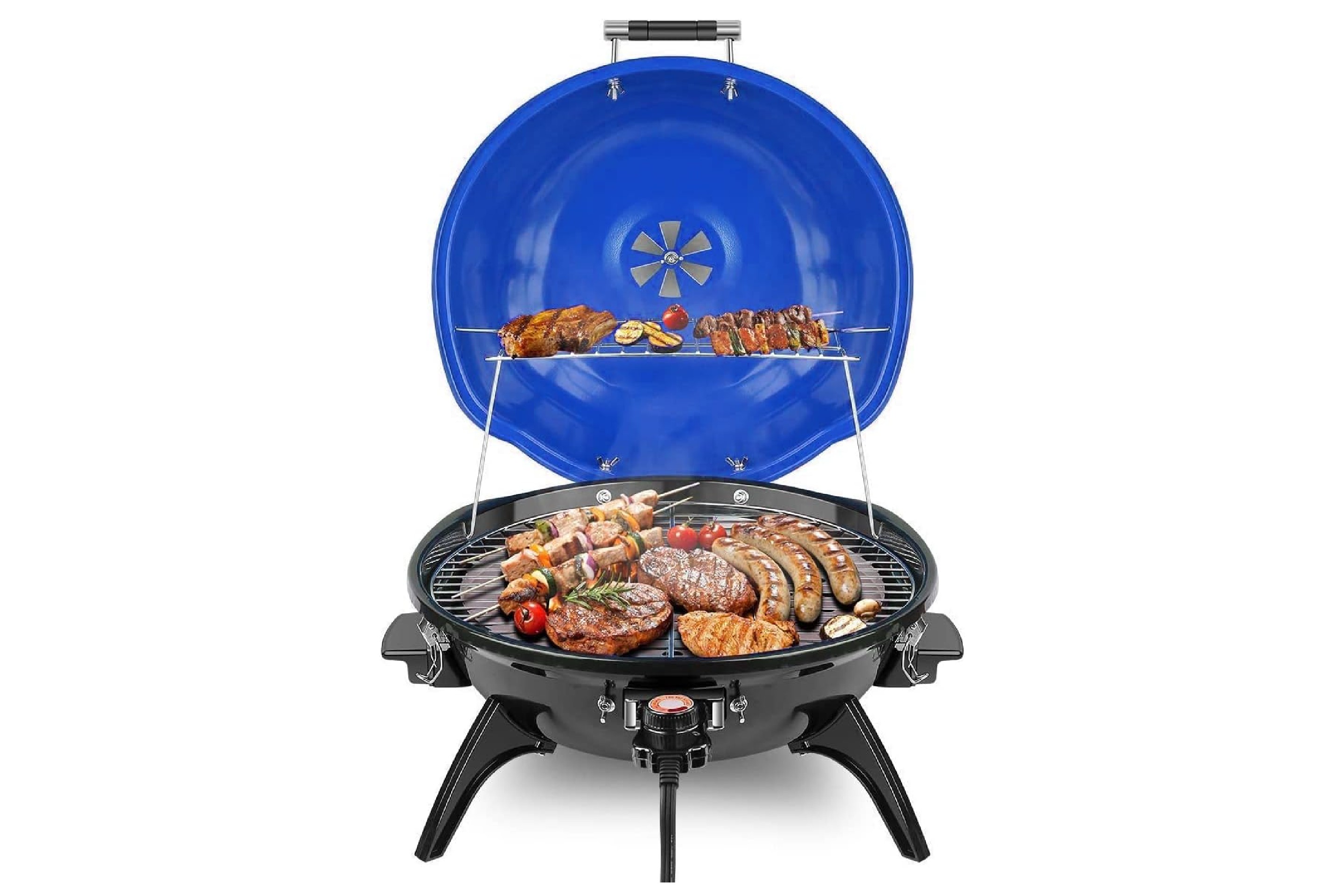 Electric BBQ Grill Techwood 15-Serving Indoor/Outdoor Electric Grill for  Indoor & Outdoor Use, Double Layer Design, Portable Removable Stand Grill