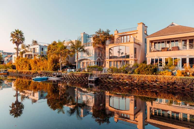 Houses along the canal in Venice, Los Angeles, California