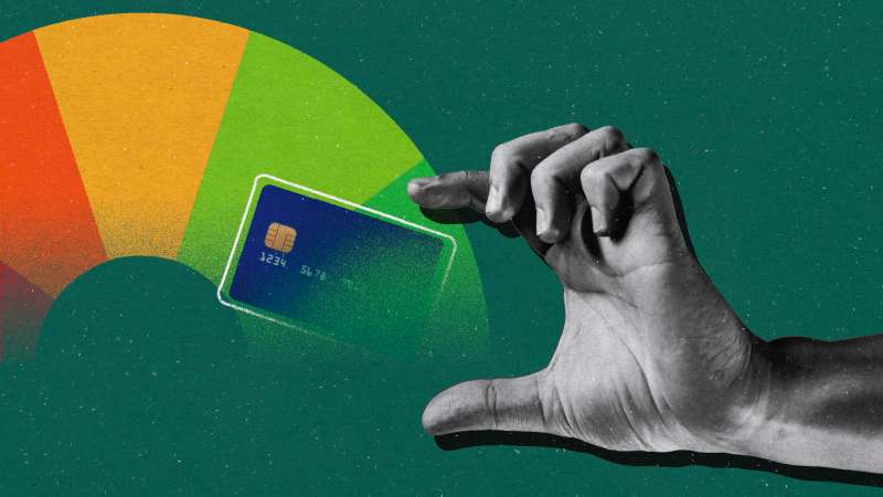 photo collage illustration of hand not needing a credit card for a good credit score
