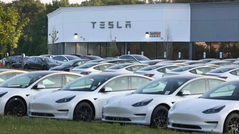 Editorial photo of Tesla cars for sale