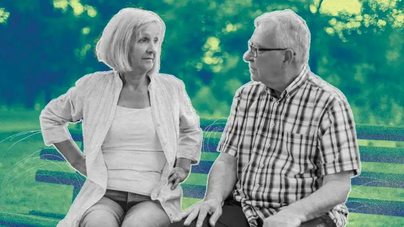 Two senior adults talk about retirement