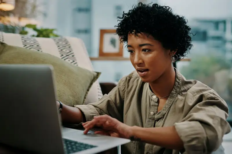 Woman using laptop