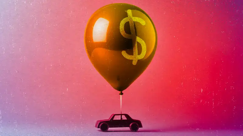 Illustration of a balloon holding up a car