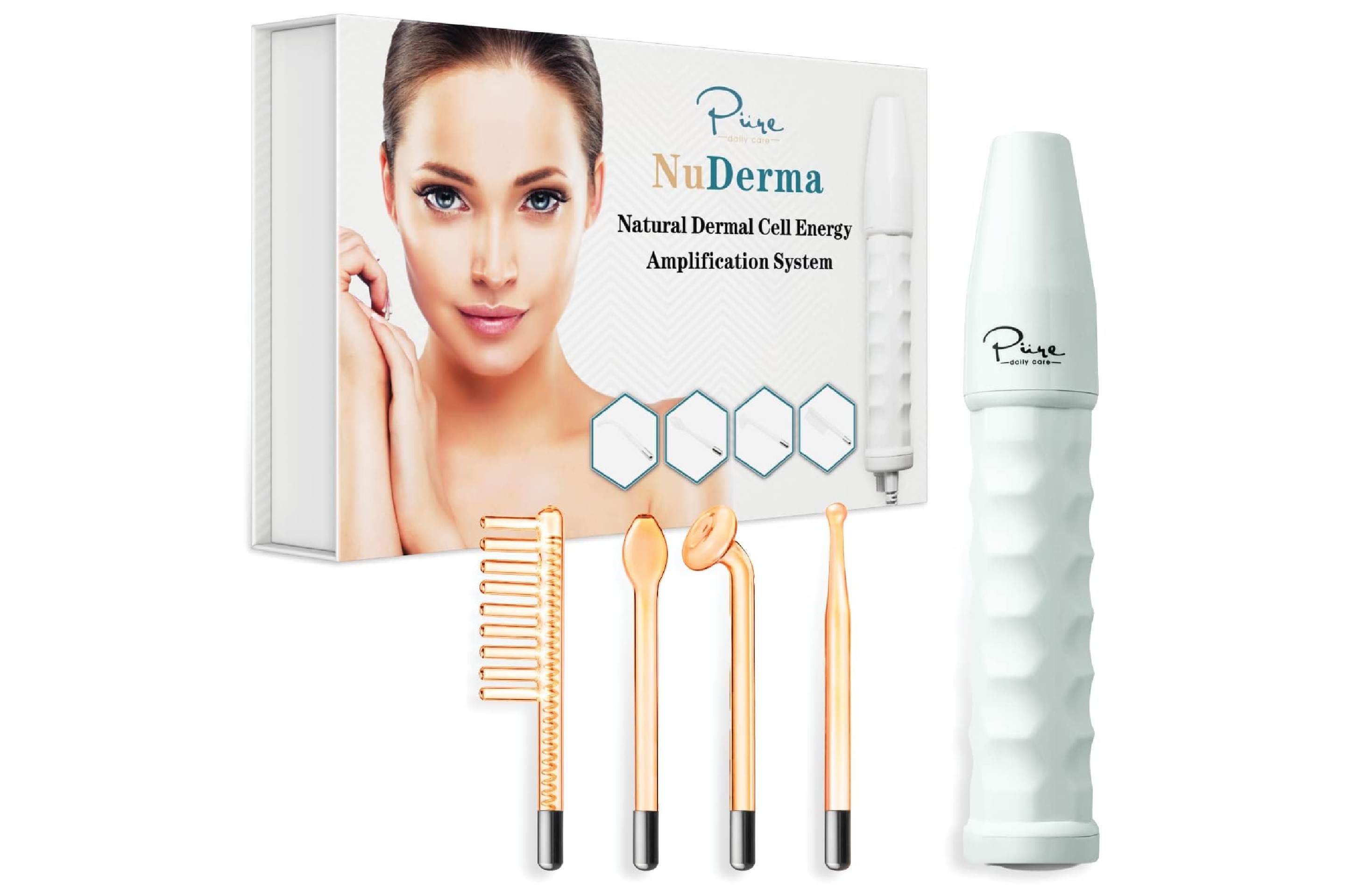 NuDerma Portable Handheld High Frequency Skin Therapy Wand Machine