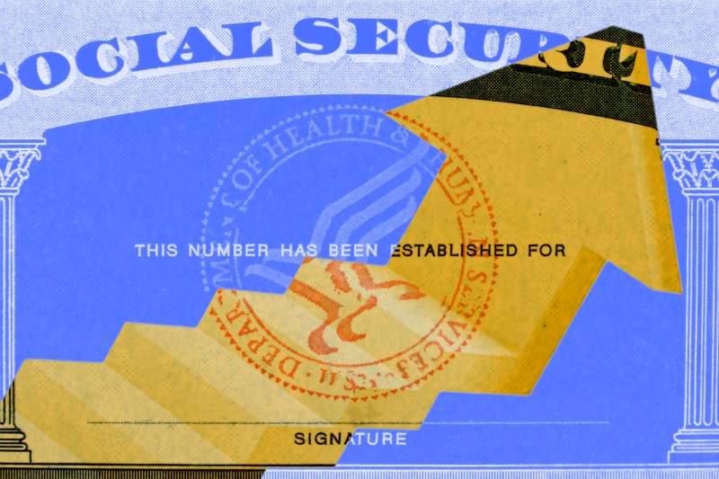Social security card with an arrow going up.