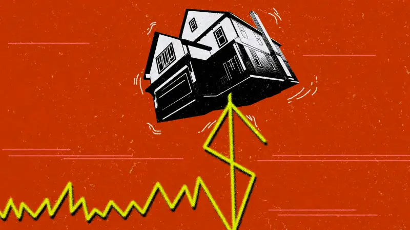 Illustration depicting spiking house prices