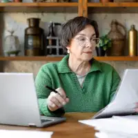 Woman going over her taxes