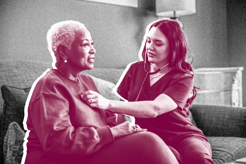 Woman receiving care from a nurse