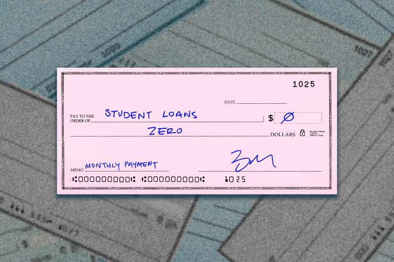 A check written out to Student Loans for $0