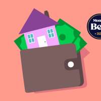 Illustration of a Small House Inside Of A Wallet Filled With Cash