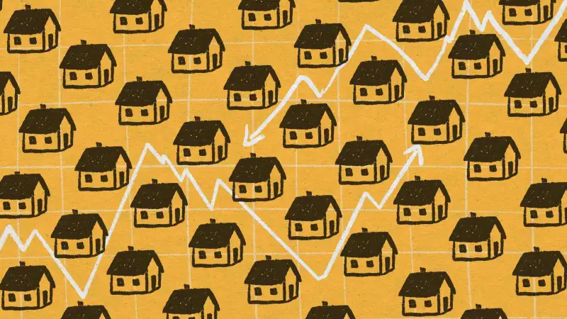 Illustration of many houses simbolizing the housing market