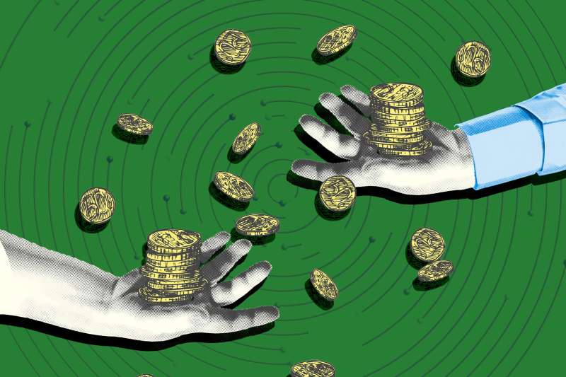 Photo-illustration of hand holding out money
