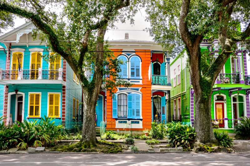 Photo of colorful houses in New Orleans, Louisiana