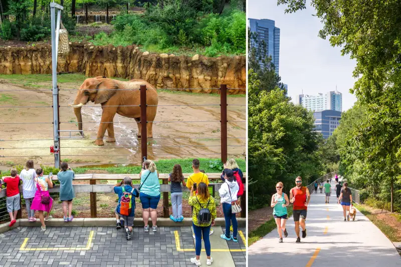 Atlanta Zoo and people running at Buckhead Path