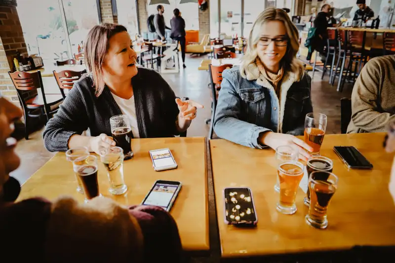 Friends at a brewery in Kalamazoo