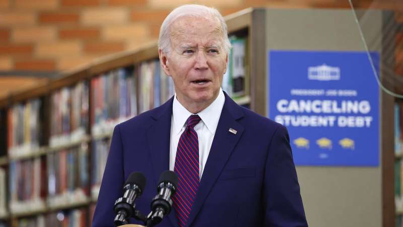 President Joe Biden talks about canceling student debt