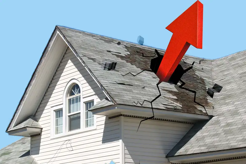 An arrow breaking through the roof of a house.