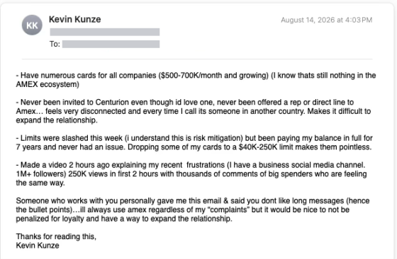 screenshot of email